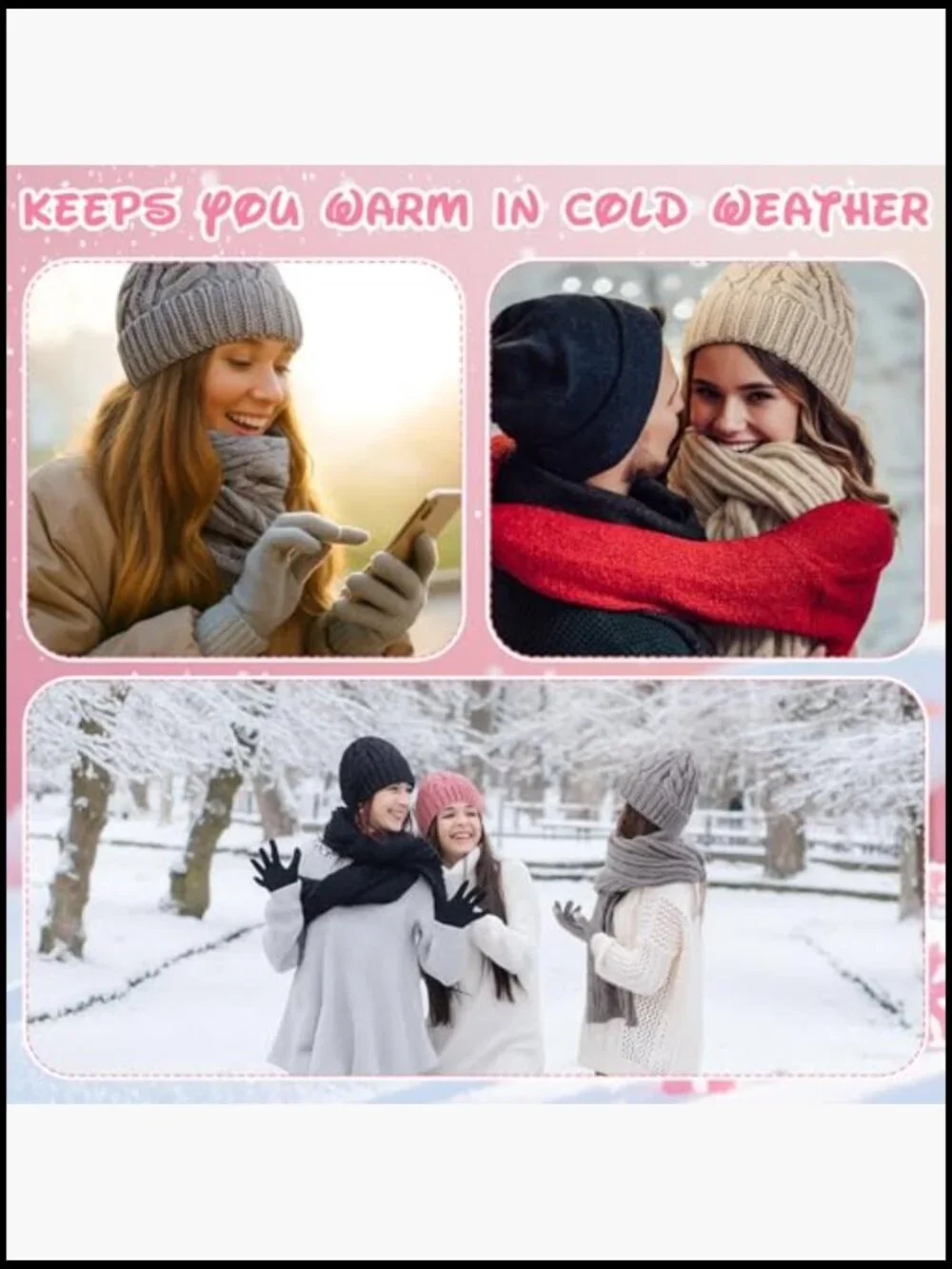 16-Piece Winter Hat Scarf Gloves Earmuffs Set Touch Screen Gloves Knit Acrylic